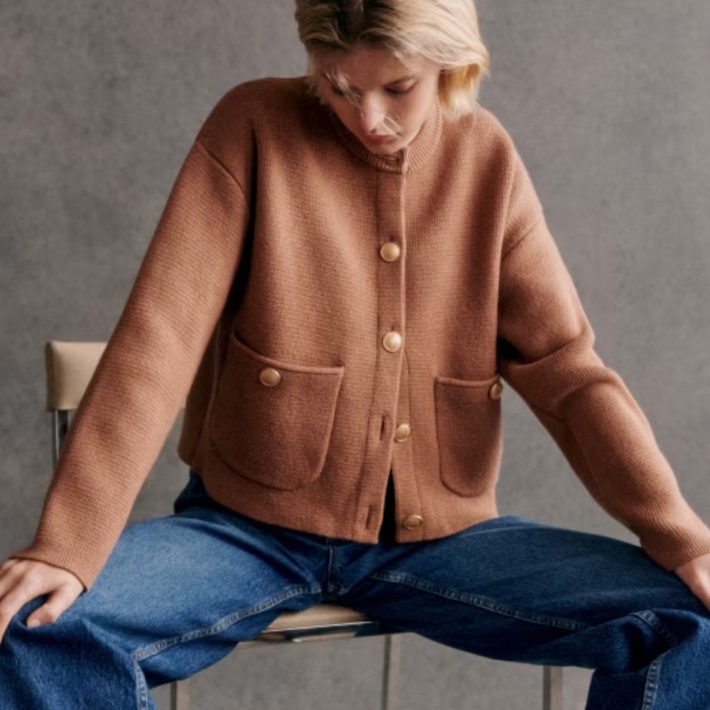 Sezane Brown Cardigan Sweater